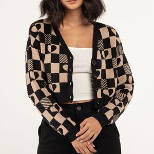 RSQ Womens Checkered Crop Cardigan - XL